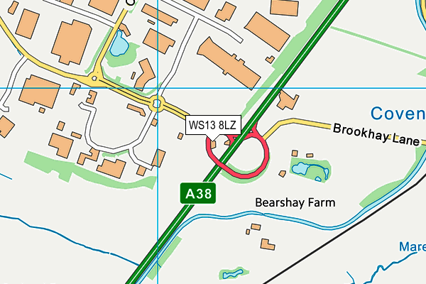 WS13 8LZ map - OS VectorMap District (Ordnance Survey) WS13 8LZ map - OS VectorMap District (Ordnance Survey)