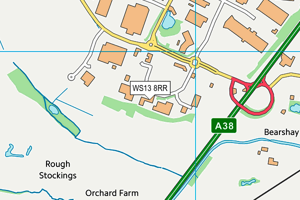 WS13 8RR map - OS VectorMap District (Ordnance Survey)