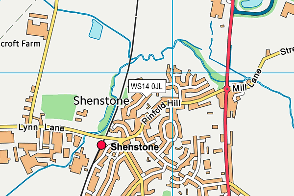 WS14 0JL map - OS VectorMap District (Ordnance Survey) WS14 0JL map - OS VectorMap District (Ordnance Survey)