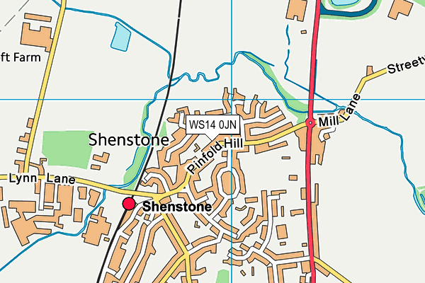 WS14 0JN map - OS VectorMap District (Ordnance Survey) WS14 0JN map - OS VectorMap District (Ordnance Survey)