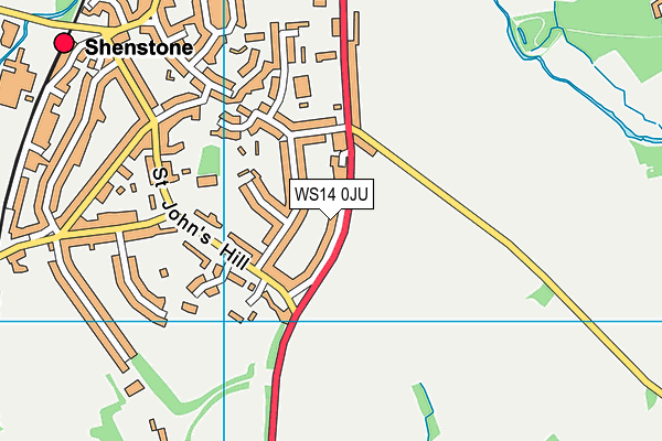 WS14 0JU map - OS VectorMap District (Ordnance Survey) WS14 0JU map - OS VectorMap District (Ordnance Survey)