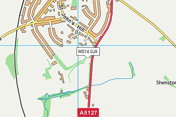 WS14 0JX map - OS VectorMap District (Ordnance Survey) WS14 0JX map - OS VectorMap District (Ordnance Survey)