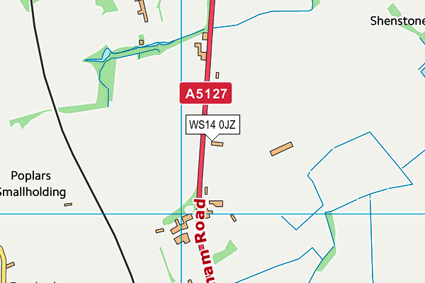 WS14 0JZ map - OS VectorMap District (Ordnance Survey) WS14 0JZ map - OS VectorMap District (Ordnance Survey)