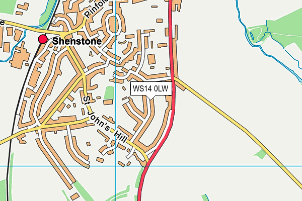WS14 0LW map - OS VectorMap District (Ordnance Survey) WS14 0LW map - OS VectorMap District (Ordnance Survey)