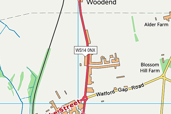 WS14 0NX map - OS VectorMap District (Ordnance Survey) WS14 0NX map - OS VectorMap District (Ordnance Survey)