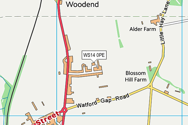 WS14 0PE map - OS VectorMap District (Ordnance Survey) WS14 0PE map - OS VectorMap District (Ordnance Survey)
