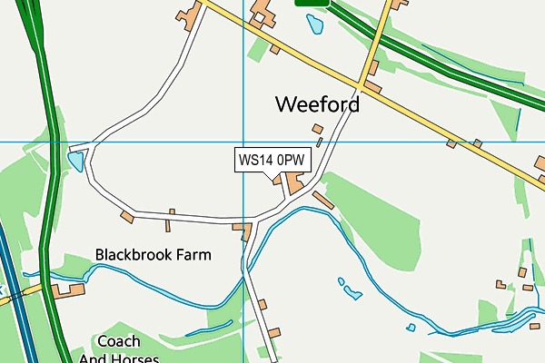 WS14 0PW map - OS VectorMap District (Ordnance Survey) WS14 0PW map - OS VectorMap District (Ordnance Survey)