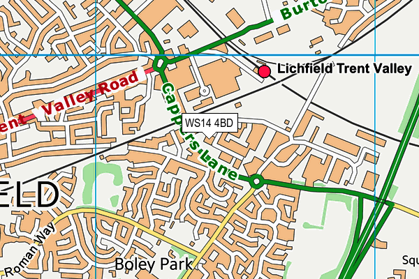 WS14 4BD map - OS VectorMap District (Ordnance Survey) WS14 4BD map - OS VectorMap District (Ordnance Survey)