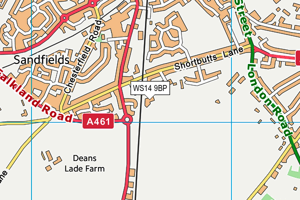 WS14 9BP map - OS VectorMap District (Ordnance Survey) WS14 9BP map - OS VectorMap District (Ordnance Survey)