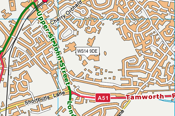 WS14 9DE map - OS VectorMap District (Ordnance Survey) WS14 9DE map - OS VectorMap District (Ordnance Survey)