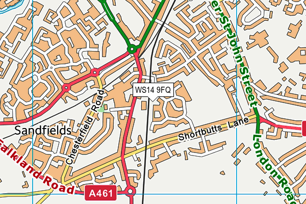 WS14 9FQ map - OS VectorMap District (Ordnance Survey)