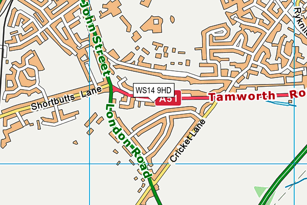 WS14 9HD map - OS VectorMap District (Ordnance Survey) WS14 9HD map - OS VectorMap District (Ordnance Survey)