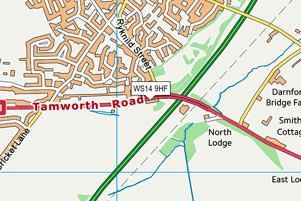 WS14 9HF map - OS VectorMap District (Ordnance Survey) WS14 9HF map - OS VectorMap District (Ordnance Survey)