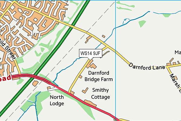 WS14 9JF map - OS VectorMap District (Ordnance Survey) WS14 9JF map - OS VectorMap District (Ordnance Survey)