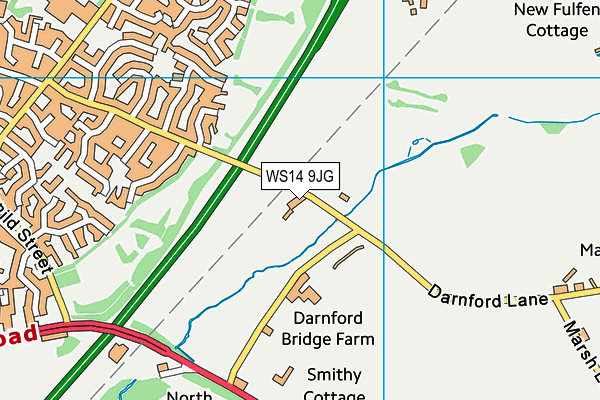 WS14 9JG map - OS VectorMap District (Ordnance Survey) WS14 9JG map - OS VectorMap District (Ordnance Survey)