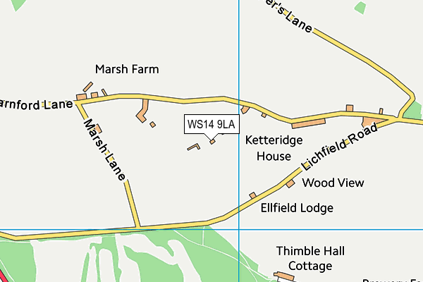 WS14 9LA map - OS VectorMap District (Ordnance Survey) WS14 9LA map - OS VectorMap District (Ordnance Survey)