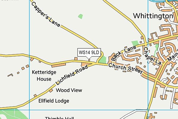 WS14 9LD map - OS VectorMap District (Ordnance Survey) WS14 9LD map - OS VectorMap District (Ordnance Survey)