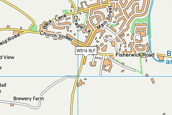 WS14 9LF map - OS VectorMap District (Ordnance Survey) WS14 9LF map - OS VectorMap District (Ordnance Survey)