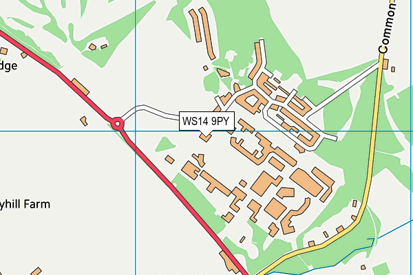 WS14 9PY map - OS VectorMap District (Ordnance Survey) WS14 9PY map - OS VectorMap District (Ordnance Survey)