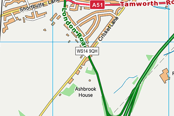 WS14 9QH map - OS VectorMap District (Ordnance Survey) WS14 9QH map - OS VectorMap District (Ordnance Survey)