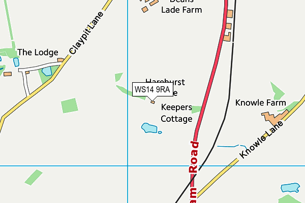 WS14 9RA map - OS VectorMap District (Ordnance Survey) WS14 9RA map - OS VectorMap District (Ordnance Survey)