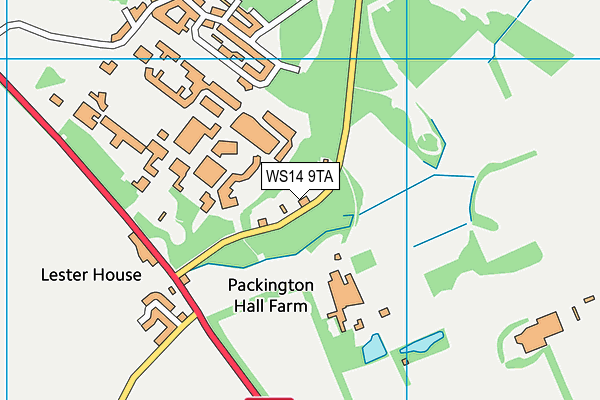 WS14 9TA map - OS VectorMap District (Ordnance Survey) WS14 9TA map - OS VectorMap District (Ordnance Survey)
