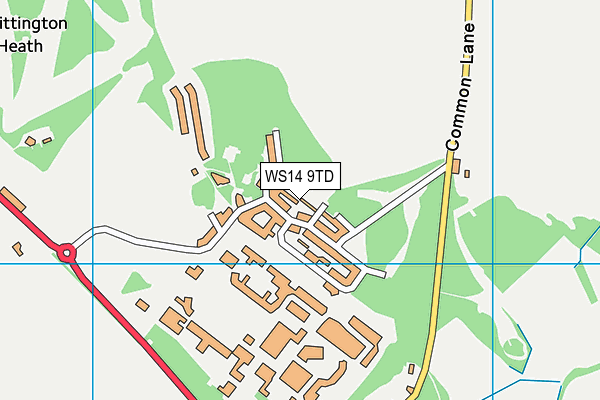 WS14 9TD map - OS VectorMap District (Ordnance Survey) WS14 9TD map - OS VectorMap District (Ordnance Survey)