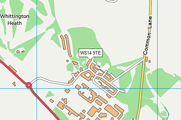 WS14 9TE map - OS VectorMap District (Ordnance Survey) WS14 9TE map - OS VectorMap District (Ordnance Survey)