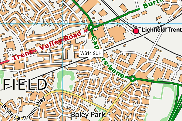WS14 9UH map - OS VectorMap District (Ordnance Survey) WS14 9UH map - OS VectorMap District (Ordnance Survey)