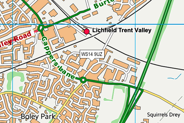 WS14 9UZ map - OS VectorMap District (Ordnance Survey) WS14 9UZ map - OS VectorMap District (Ordnance Survey)