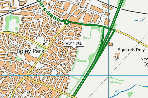 WS14 9XD map - OS VectorMap District (Ordnance Survey) WS14 9XD map - OS VectorMap District (Ordnance Survey)
