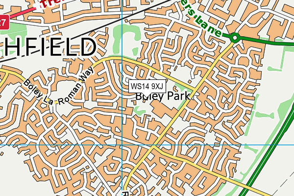 WS14 9XJ map - OS VectorMap District (Ordnance Survey) WS14 9XJ map - OS VectorMap District (Ordnance Survey)