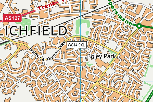 WS14 9XL map - OS VectorMap District (Ordnance Survey) WS14 9XL map - OS VectorMap District (Ordnance Survey)
