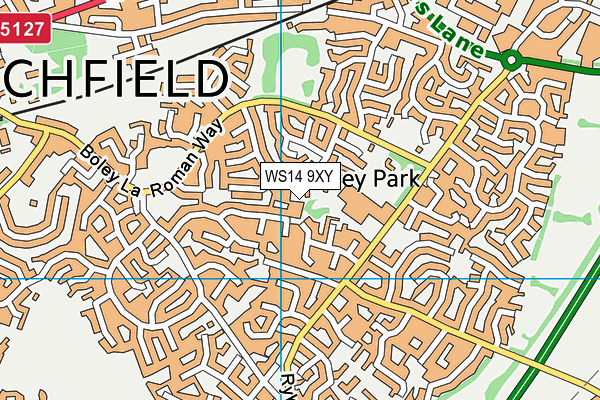 WS14 9XY map - OS VectorMap District (Ordnance Survey) WS14 9XY map - OS VectorMap District (Ordnance Survey)