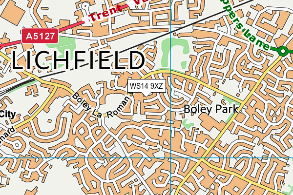 WS14 9XZ map - OS VectorMap District (Ordnance Survey) WS14 9XZ map - OS VectorMap District (Ordnance Survey)