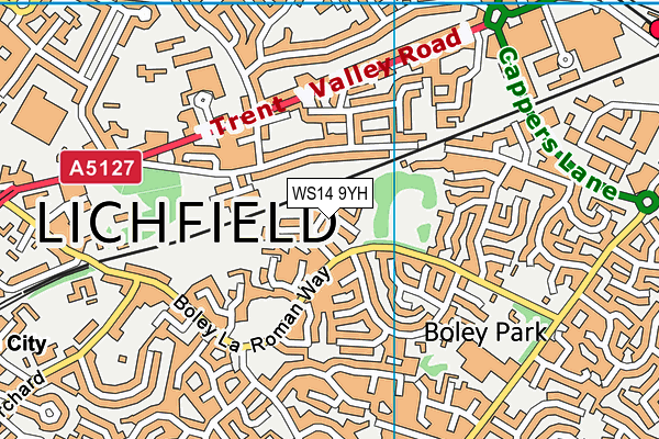 WS14 9YH map - OS VectorMap District (Ordnance Survey)
