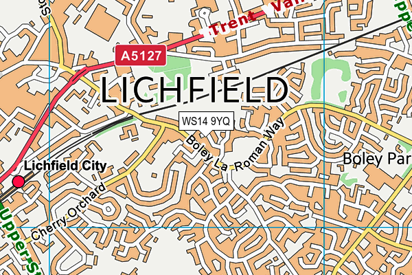 WS14 9YQ map - OS VectorMap District (Ordnance Survey) WS14 9YQ map - OS VectorMap District (Ordnance Survey)