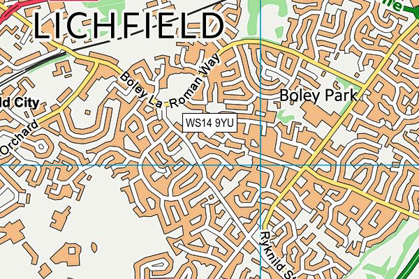 WS14 9YU map - OS VectorMap District (Ordnance Survey) WS14 9YU map - OS VectorMap District (Ordnance Survey)