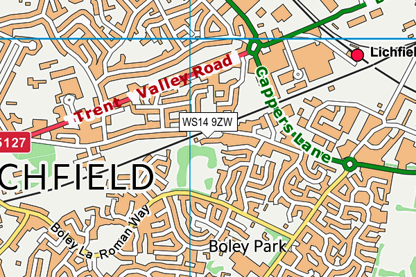 WS14 9ZW map - OS VectorMap District (Ordnance Survey) WS14 9ZW map - OS VectorMap District (Ordnance Survey)