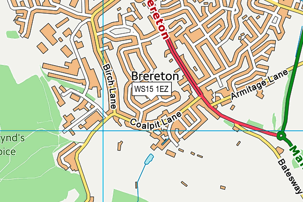 WS15 1EZ map - OS VectorMap District (Ordnance Survey) WS15 1EZ map - OS VectorMap District (Ordnance Survey)
