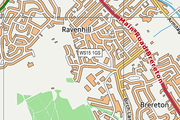 WS15 1GS map - OS VectorMap District (Ordnance Survey) WS15 1GS map - OS VectorMap District (Ordnance Survey)