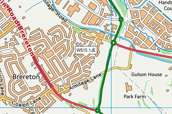WS15 1JE map - OS VectorMap District (Ordnance Survey) WS15 1JE map - OS VectorMap District (Ordnance Survey)