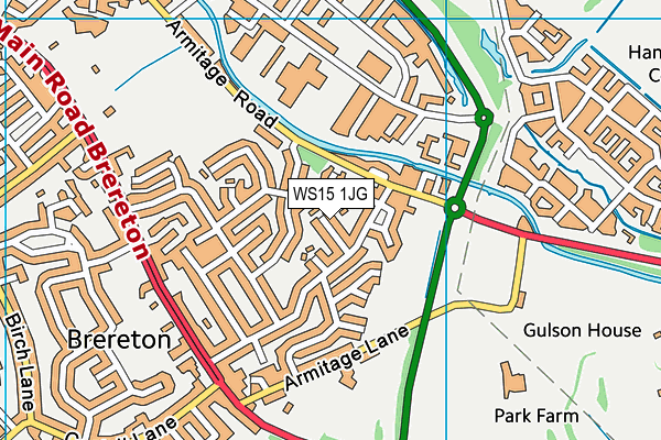 WS15 1JG map - OS VectorMap District (Ordnance Survey) WS15 1JG map - OS VectorMap District (Ordnance Survey)