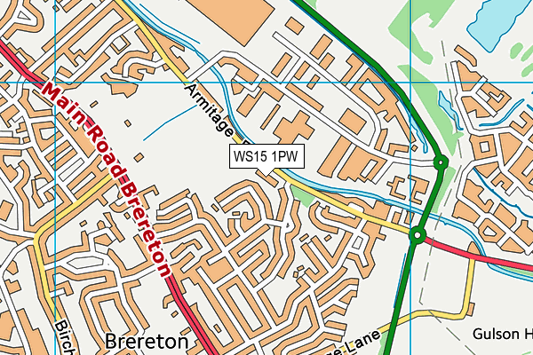 WS15 1PW map - OS VectorMap District (Ordnance Survey) WS15 1PW map - OS VectorMap District (Ordnance Survey)