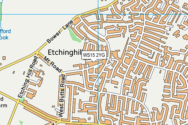 WS15 2YG map - OS VectorMap District (Ordnance Survey) WS15 2YG map - OS VectorMap District (Ordnance Survey)