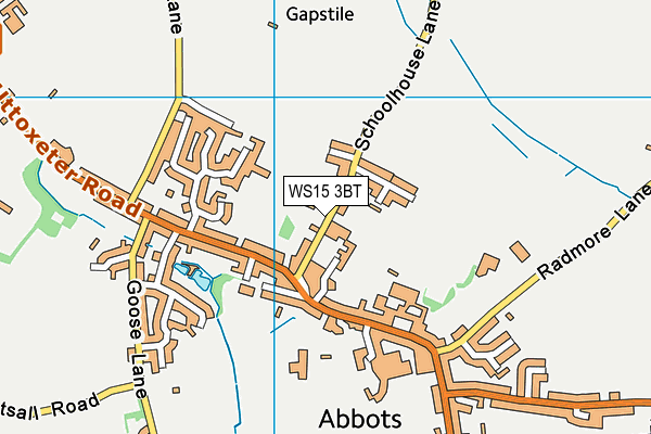 WS15 3BT map - OS VectorMap District (Ordnance Survey) WS15 3BT map - OS VectorMap District (Ordnance Survey)