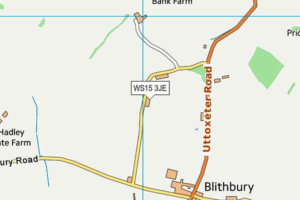 WS15 3JE map - OS VectorMap District (Ordnance Survey) WS15 3JE map - OS VectorMap District (Ordnance Survey)