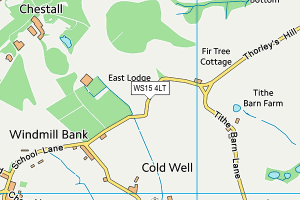 WS15 4LT map - OS VectorMap District (Ordnance Survey) WS15 4LT map - OS VectorMap District (Ordnance Survey)
