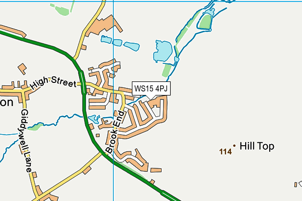 WS15 4PJ map - OS VectorMap District (Ordnance Survey) WS15 4PJ map - OS VectorMap District (Ordnance Survey)