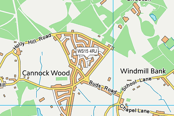 WS15 4RJ map - OS VectorMap District (Ordnance Survey) WS15 4RJ map - OS VectorMap District (Ordnance Survey)